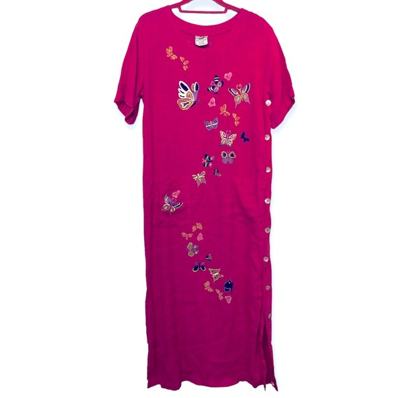 Vintage Pure 100% Linen Maxi Dress - Picture 1 of 5